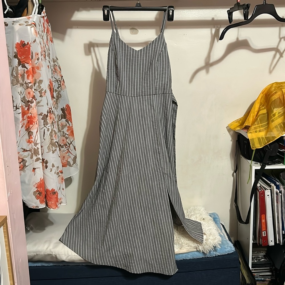 Asymetrical Maxi Dress Pin Striped Dresss